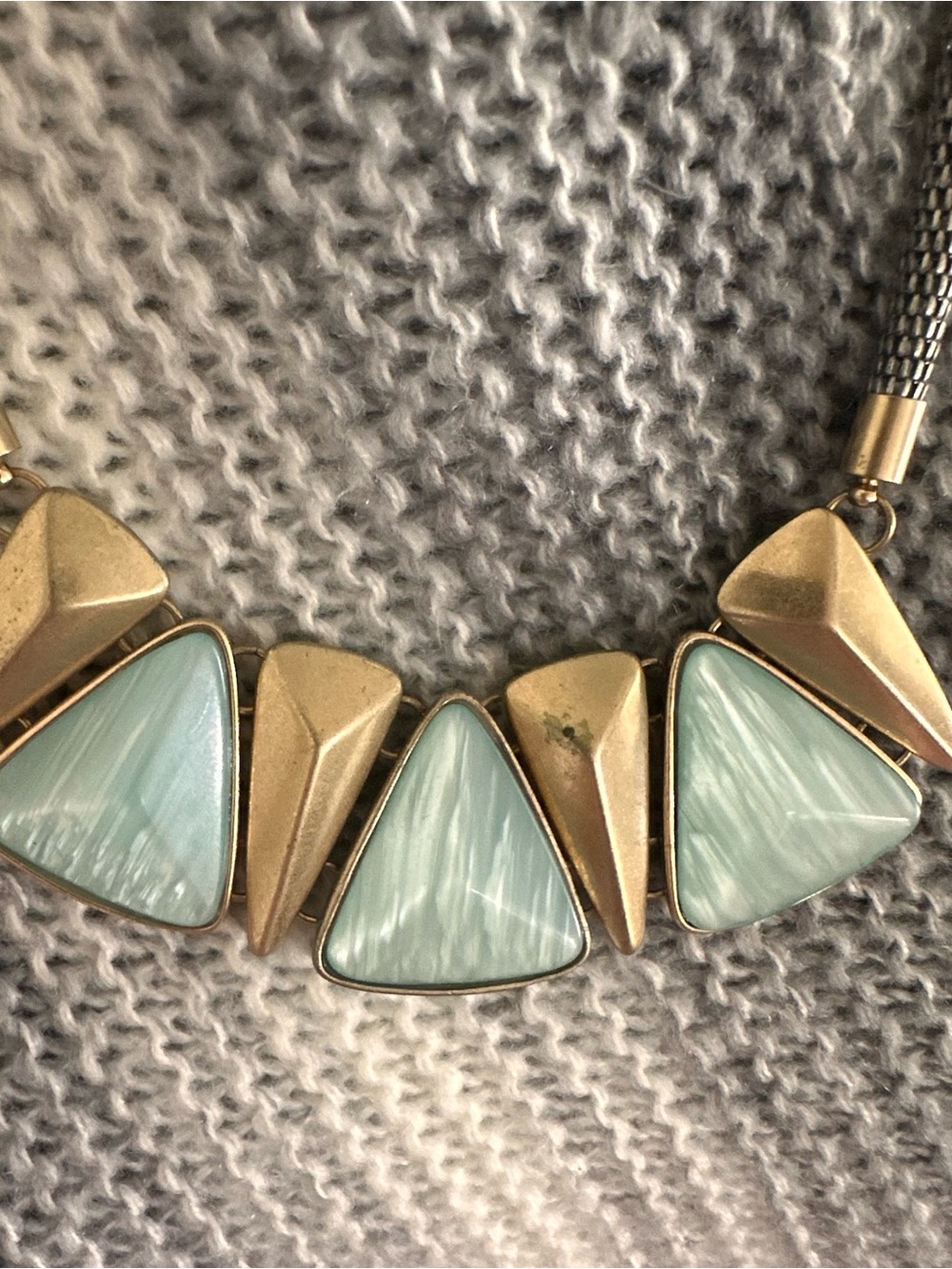 Kenneth Cole Gold-Tone Necklace with Light Aqua Triangle Stones